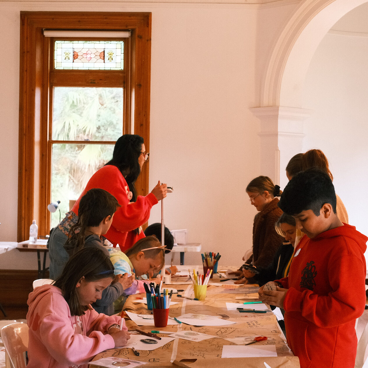 Creative workshop with Rosina Possingham, 2024; Photo by Charlotte Smith